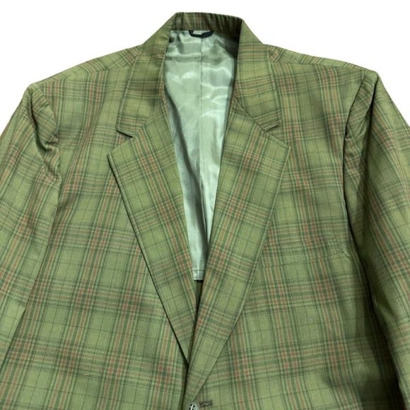 60s VTG Green Plaid 2 Button Sports Coat Blazer Town Craft JC Penney 40R NICE - Picture 5 of 10